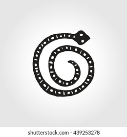 African Injun folk style symbol monochrome snake