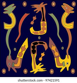 African inspired decorative artwork, to be used as a card, pattern or background.