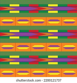 African Kente Cloth Pattern. Ethnic Fabric Design. Abstract Geometric Ornament.