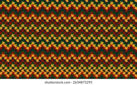 African Kente Cloth Puzzle Seamless Pattern