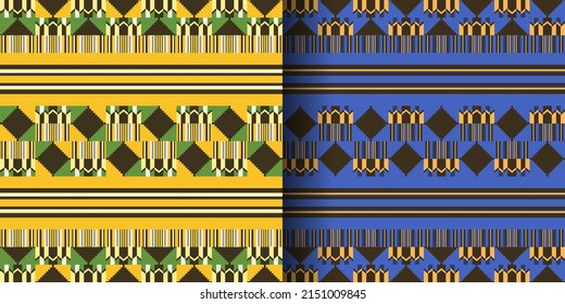 African Kente Cloth. Tribal print. Ethnic geometric seamless pattern.