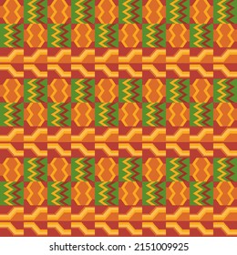 African Kente Cloth. Tribal print. Ethnic geometric seamless pattern.