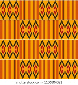African kente print, traditional fabric  from Ghana. Ethnic seamless pattern.