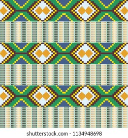 African kente print, traditional fabric  from Ghana, Ankara cloth. Seamless geometric pattern.