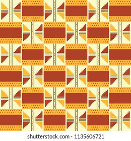 African kente print, traditional fabric  from Ghana, Ankara cloth. Seamless geometric pattern.