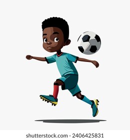 African kid playing football, soccer