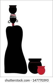 African Lady carrying pots