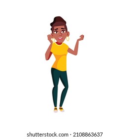 african lady has speech in conference room cartoon vector. african lady has speech in conference room character. isolated flat cartoon illustration