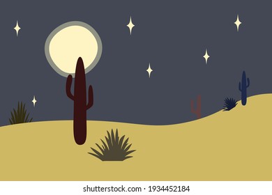 African landscape. Abstract minimalist desert and cactus pattern backgrouns for t shirt print, souvenir shop tag, for wall decor, for travel agency flyer design etc