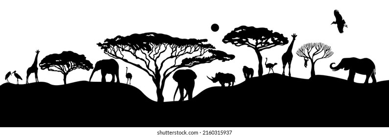 African Landscape Animals Vector Illustration Stock Vector (Royalty ...