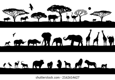 African landscape with animals. Vector illustration