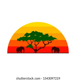 African landscape - vector illustration emblem and logo