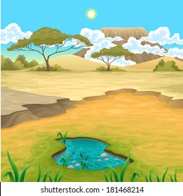 African landscape. Vector natural illustration