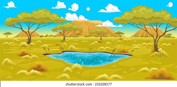 African landscape. Vector natural illustration