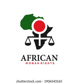 African Law Logo for African Women Rights Scale Female Logo and Africa Map Simple Illustration