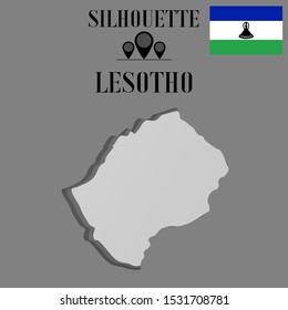 African Lesotho outline world map silhouette vector illustration, creative design background, national country flag, design element, symbols from countries all continents set. 