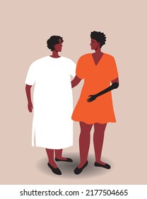 African LGBT couple isolated, flat vector stock illustration as Juneteenth community, inclusive black woman with prosthesis