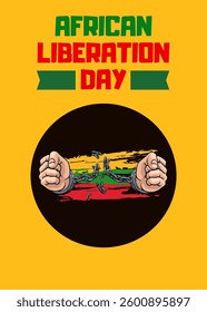 African Liberation Day. Africa Day design concept for poster, banner, background, with hands breaking a handcuff illustration.