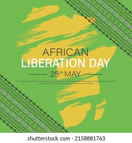 African Liberation Day Poster Template Design With African Continent And Tribal Art.Vector Illustration.