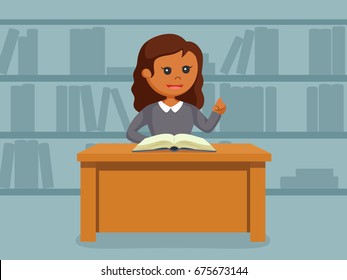 african librarian girl with opening book