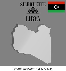 African Libya outline world map silhouette vector illustration, creative design background, national country flag, design element, symbols from countries all continents set. 