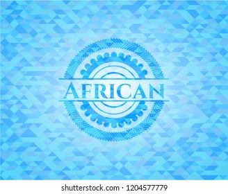 African light blue emblem with triangle mosaic background