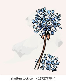 African lily ink vector design japanese style
