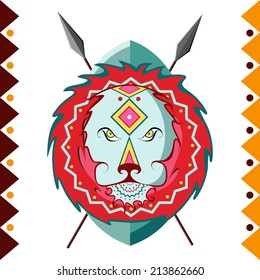 African Lion. Africa's animal in color pattern vector illustration.