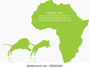 African lion couple - vector background