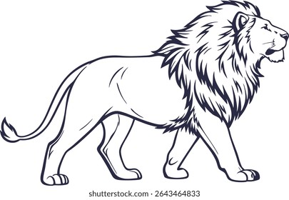 African lion Drawing of a Majestic Lion in Profile transparent background vector illustration 