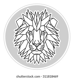 African lion head icon. Abstract triangular style
