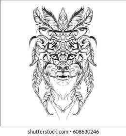 African lion head, logo sketch vector