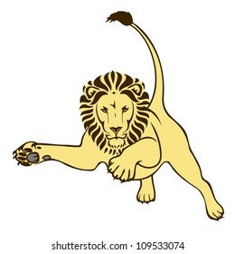 African lion jumping - vector illustration