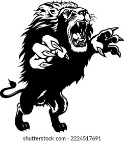 African Lion Leaping Vector Illustration