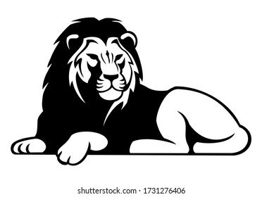 African lion lying vector image, isolated on white background.