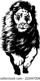 African Lion Running Vector Illustration