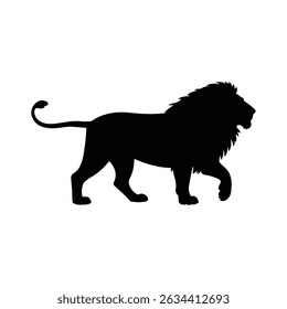 African lion silhouette walking side profile