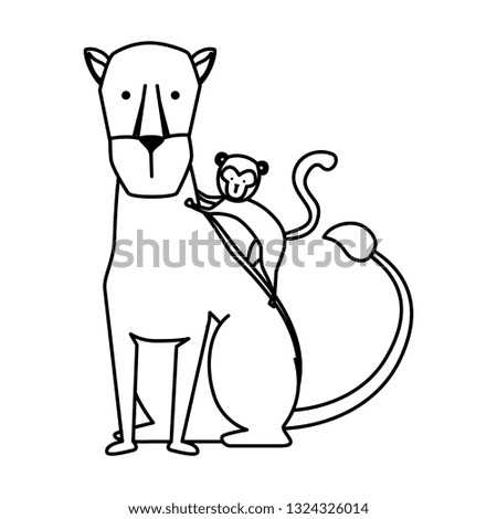 african lioness with monkey