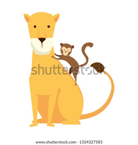 african lioness with monkey