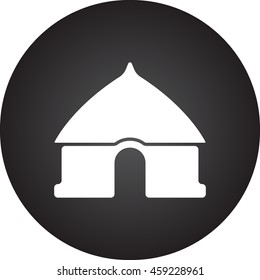 African local traditional house sign simple icon on background