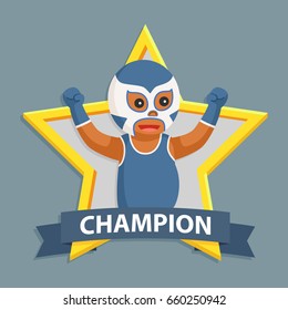 african lucha libre in champion emblem