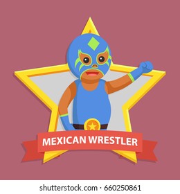 african lucha libre in wrestler emblem