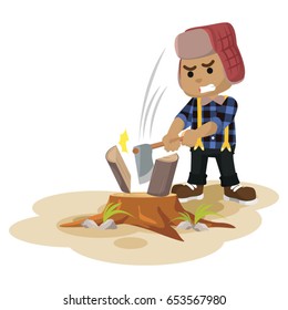 african lumberjack cutting lumber