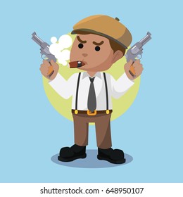 african mafia guy holding two gun