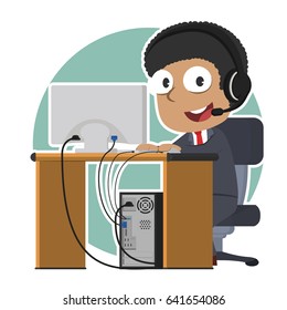 african male operator working