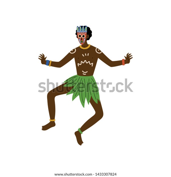 African Man Dancing Male Aboriginal Painted Stock Vector (royalty Free 