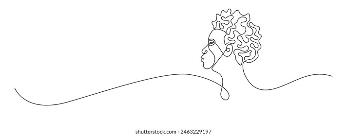 African man drawing one continuous line. Happy juneteenth, black history month, emancipation, diverse. Black Afro American holiday celebration free hand drawn outline line art minimalism style.