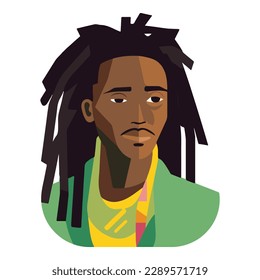 African Man With Dreadlocks Flat Icon Isolated On White Background