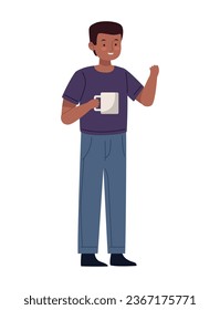 african man drinking coffee reusable cup illustration
