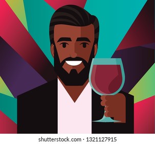 african man drinking wine